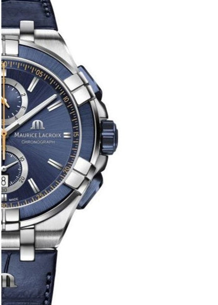 Maurice Lacroix Aikon Chronograph Blue Dial Blue Leather Strap Watch For Men - AI1018-SS001-432-4 Buy Now By Maurice Lacroix