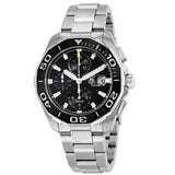 Shop Tag Heuer Aquaracer Calibre 16 Day-Date Black Dial Silver Steel Strap Watch for Men - CAY211A.BA0927 in USA
