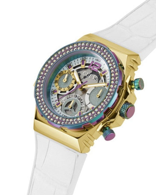 Guess Fusion Chronograph White Dial White Leather Strap Watch For Women - GW0553L2 Buy Now By Guess