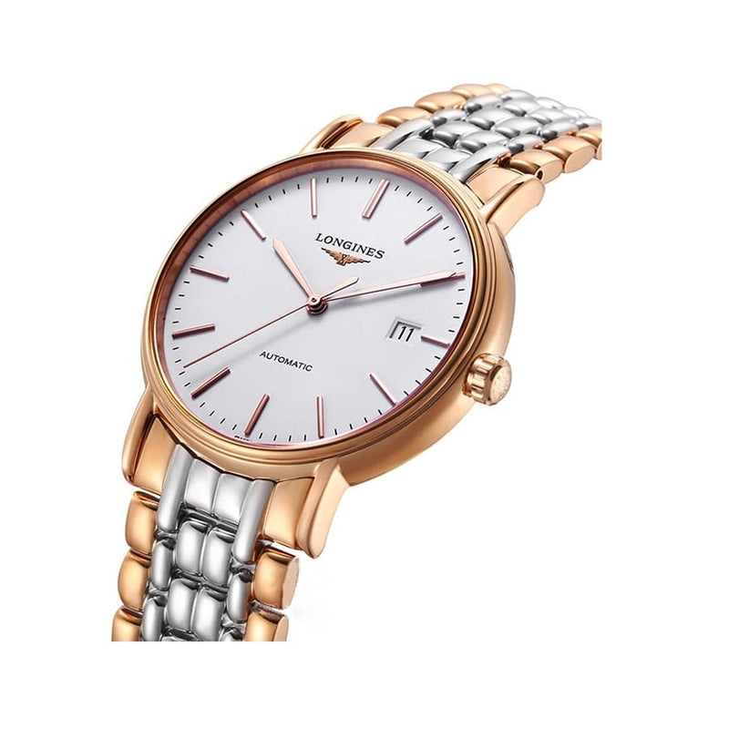 Longines Presence 38.5mm Automatic White Dial Two Tone Steel Strap Watch for Men - L4.921.1.12.7 Buy Now By Longines