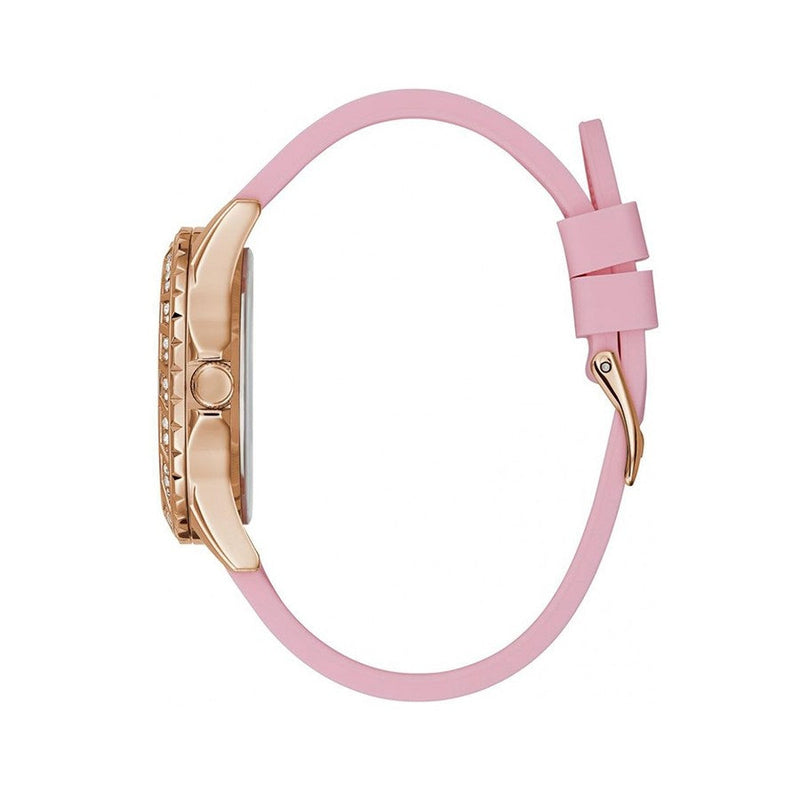 Shop Guess Sparkling Diamonds Pink Dial Pink Rubber Strap Watch for Women - W0032L9 in USA