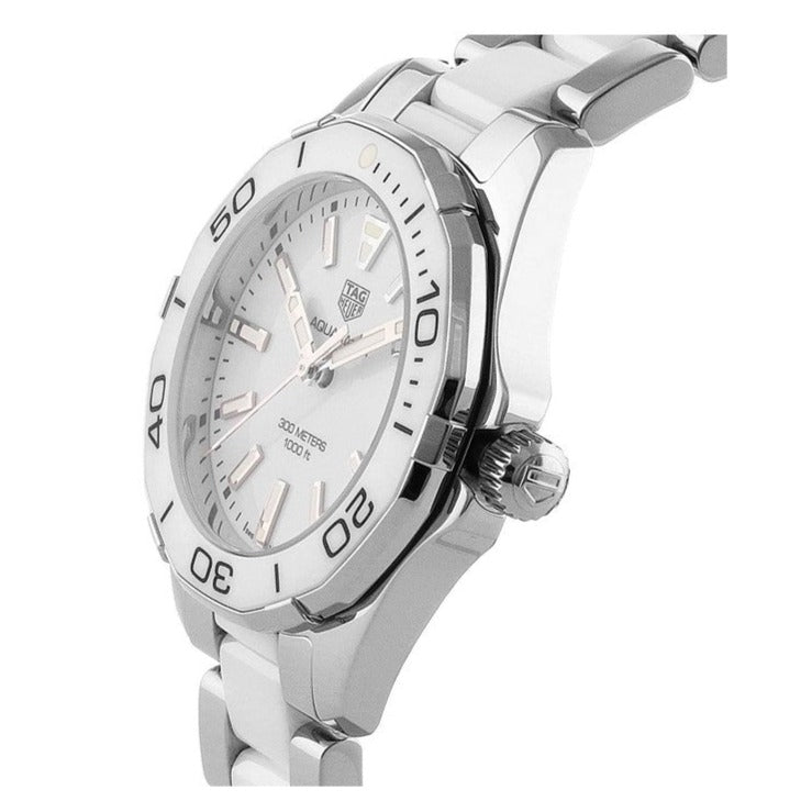 Shop Tag Heuer Aquaracer Diamonds White Dial Two Tone Steel Strap Watch for Women - WAY131F.BA0914 in USA