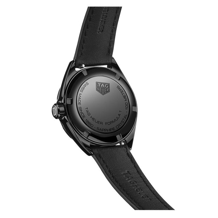 Shop Tag Heuer Formula 1 Diamonds Black Dial Black Leather Strap Watch for Women - WBJ1417.FC8234 in USA