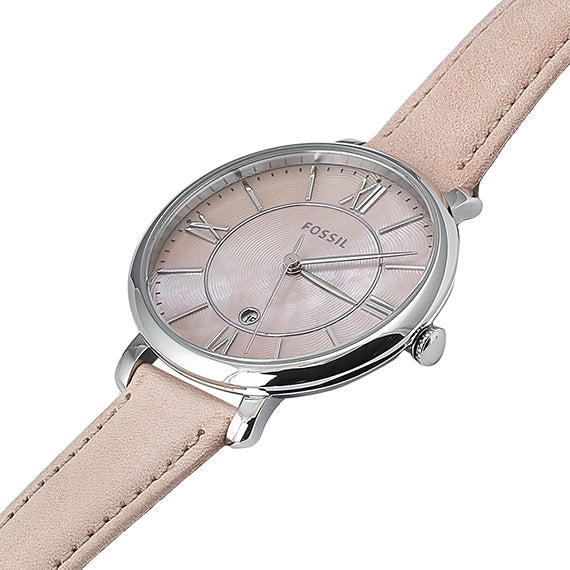 Shop Fossil Jacqueline Blush Mother of Pearl Dial Pink Leather Strap Watch for Women - ES4151 in USA